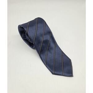 Armani Collezioni Tie 100,% Silk Blue Geometric Design With Stripe Made In Italy